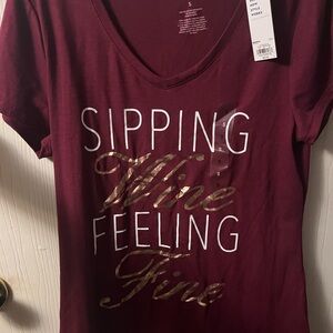 Style & Co. Burgundy Sipping Wine Tee